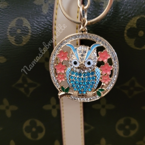 2/$20 Boho Owl Crystal Rhinestone Keychain Bag Charm - Picture 7 of 11